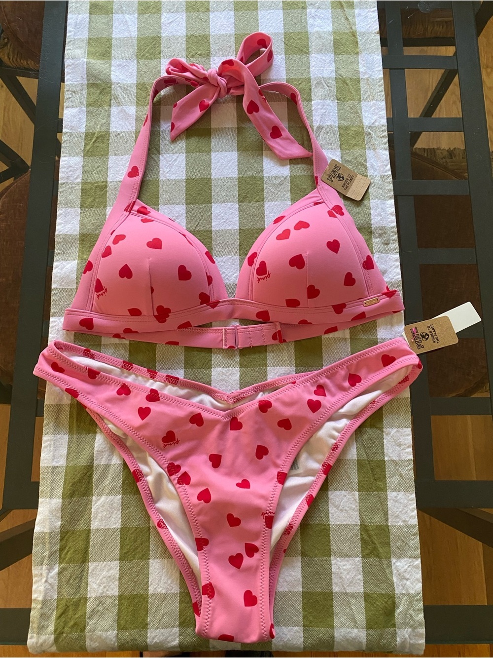 PINK Victoria’s Secret Dreamy Pink Heart Itsy Bikini Set Small Medium - Picture 3 of 15
